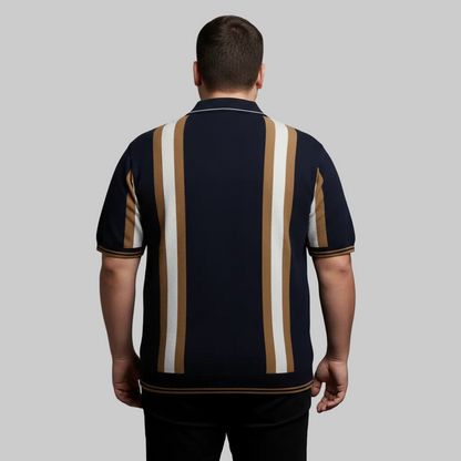 Navy Vertical Stripe Polo T-Shirt PSM-10642