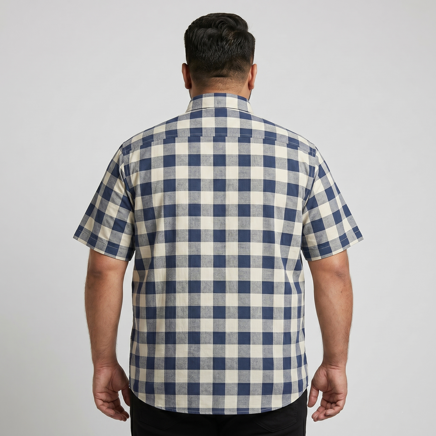 Navy White Buffalo Half Sleeve Casual Shirt PSM-11192