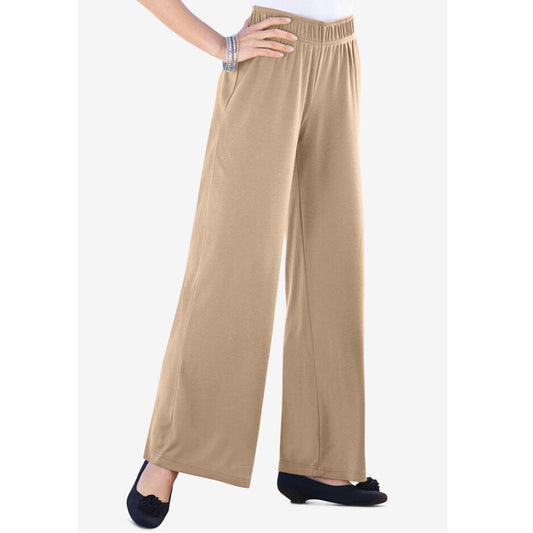 New Khaki Wide-Leg Soft Knit Pant PSW-8760