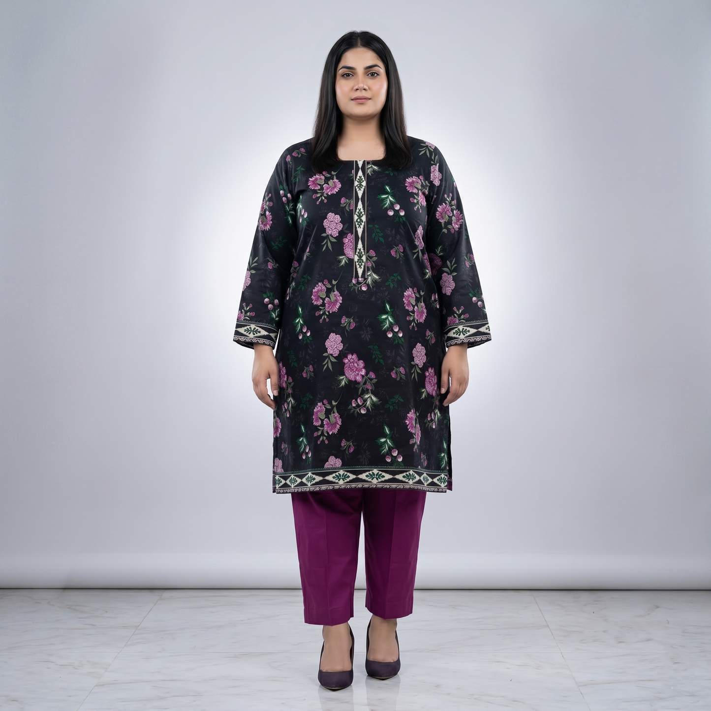 Obsidian Orchid 3-Piece Printed Lawn Suit PSW-11178