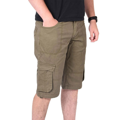 Olive Chino Cotton Combat Cargo Shorts PSM-8883