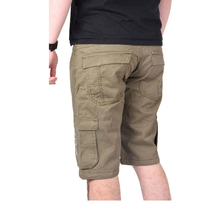 Olive Chino Cotton Combat Cargo Shorts PSM-8883