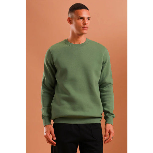 Olive Green Big Size Crewneck Sweatshirt PSM-8919