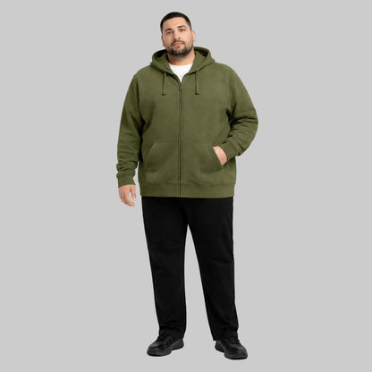 Olive Green Classic Full-Zip Fleece Hoodie PSM-10459