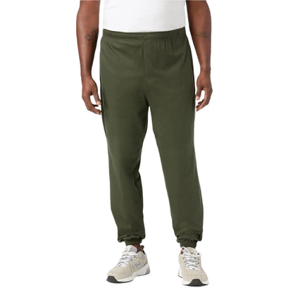 Olive green plus size sweatpants with elastic cuffs and waistband