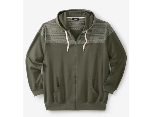 Olive Green Terry Big & Tall Size Snow Lodge Hoodie PSM-5307