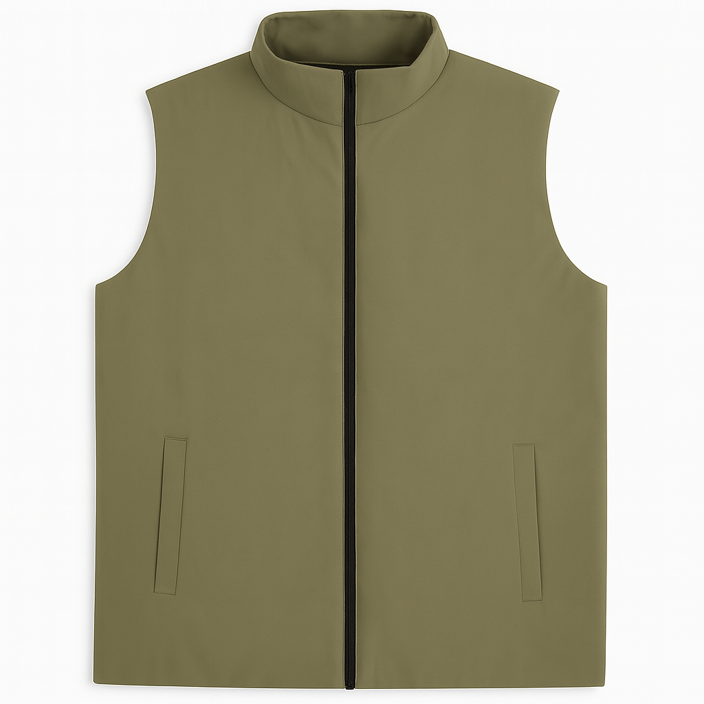 Olive Plus-Size Sleeveless Puffer Jacket PSM-10004
