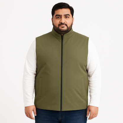Olive Plus-Size Sleeveless Puffer Jacket PSM-10004