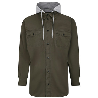 Olive Twill Cotton Big & Tall B Grade Hooded Overshirt PSM-8857B