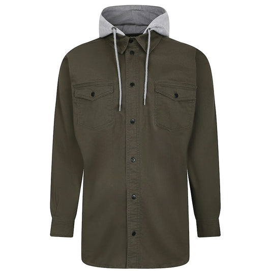 Olive Twill Cotton Big & Tall B Grade Hooded Overshirt PSM-8857B