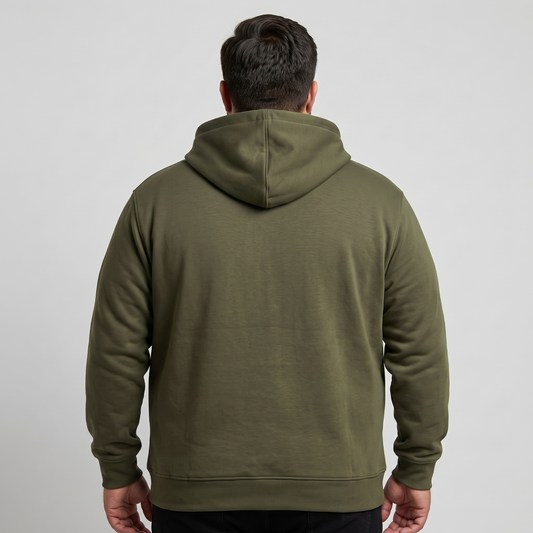Olive Green Classic Full-Zip Fleece Hoodie PSM-10459