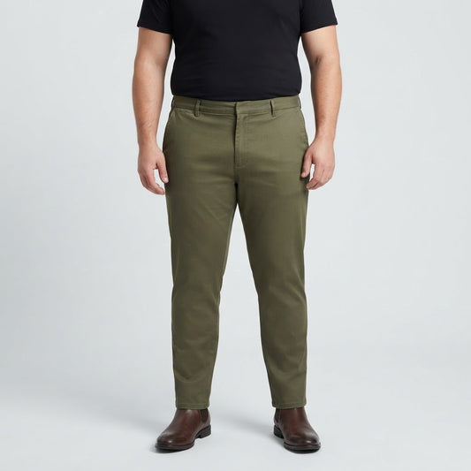 Olive Green Cotton Chino Pants made from slightly stretchable cotton fabric