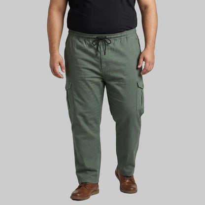 Olive Green Plus Size Cargo Trouser made from cotton fabric for men