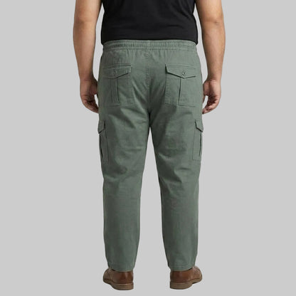Olive Green Plus Size Cargo Trouser made from cotton fabric for men