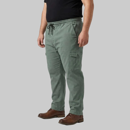 Olive Green Plus Size Cargo Trouser made from cotton fabric for men