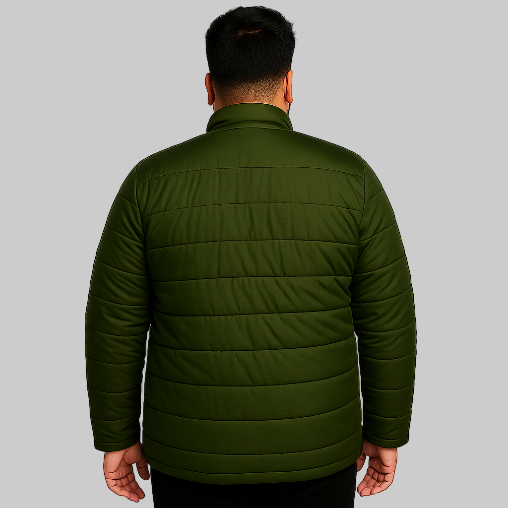 Olive Green Plus Size Long Sleeve Puffer Jacket PSM-8726