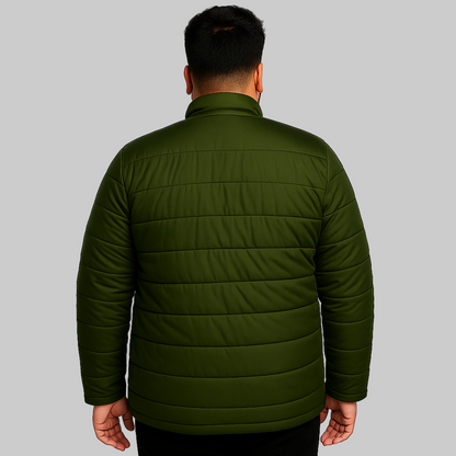 Olive Green Plus Size Long Sleeve Puffer Jacket PSM-8726