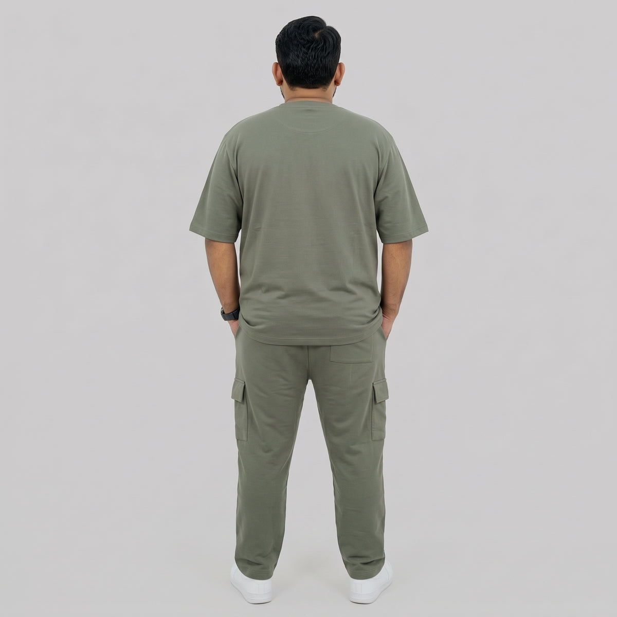 Olive Green Terry Cargo Co-Ord Set PSM-11711