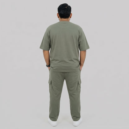 Olive Green Terry Cargo Co-Ord Set PSM-11711