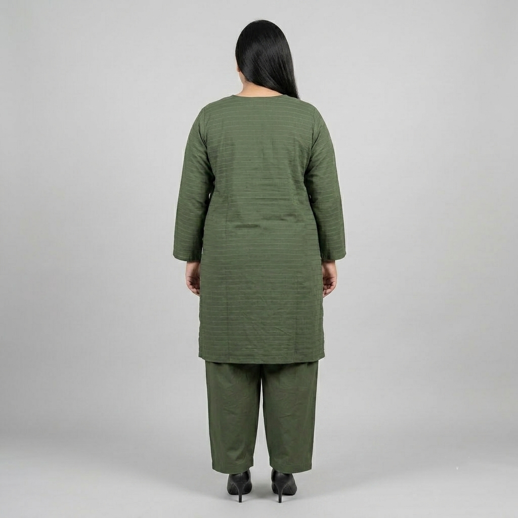 Olive Grove Striped Dobby Jacquard Co-Ord Set PSW-11411