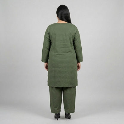 Olive Grove Striped Dobby Jacquard Co-Ord Set PSW-11411