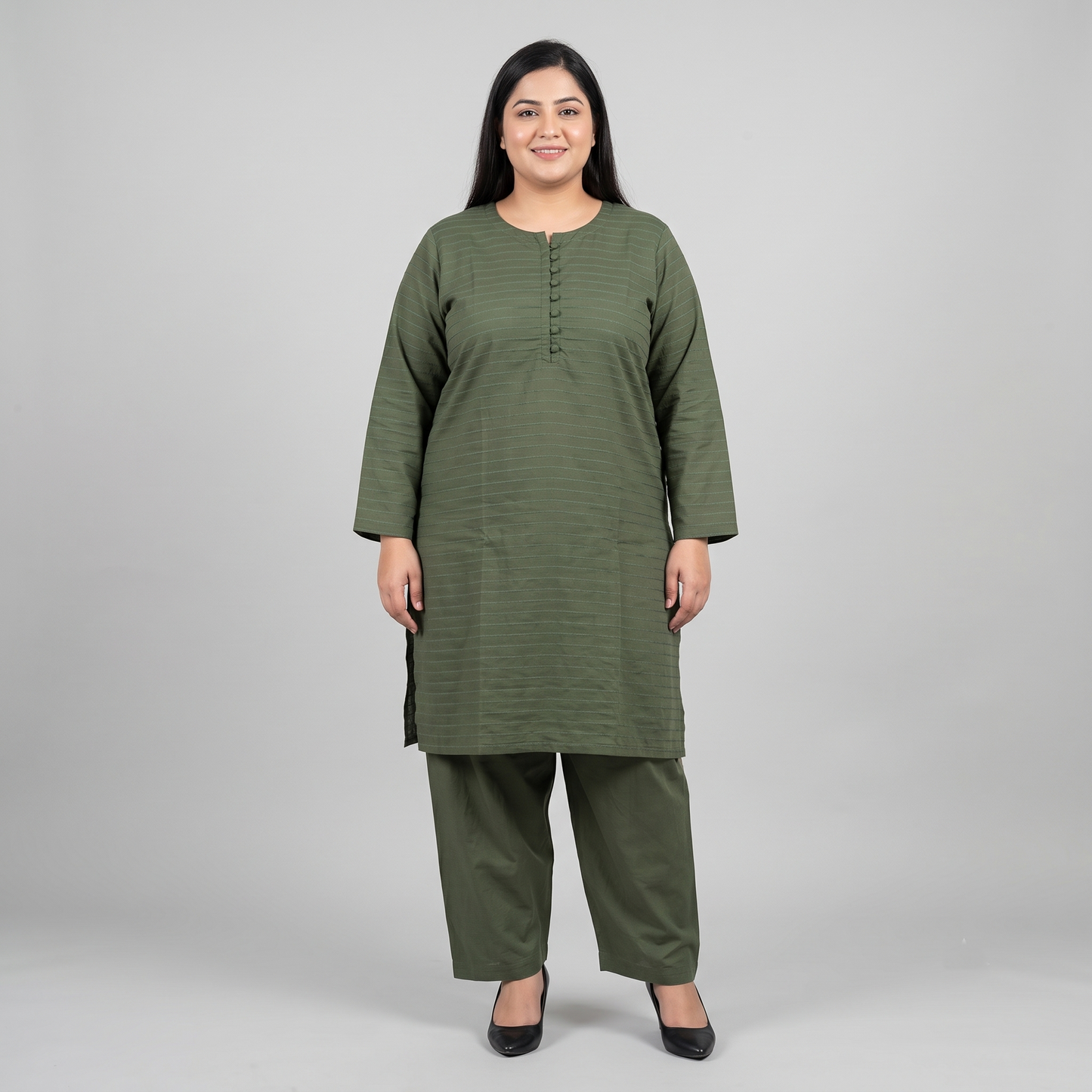 Olive Grove Striped Dobby Jacquard Co-Ord Set PSW-11411
