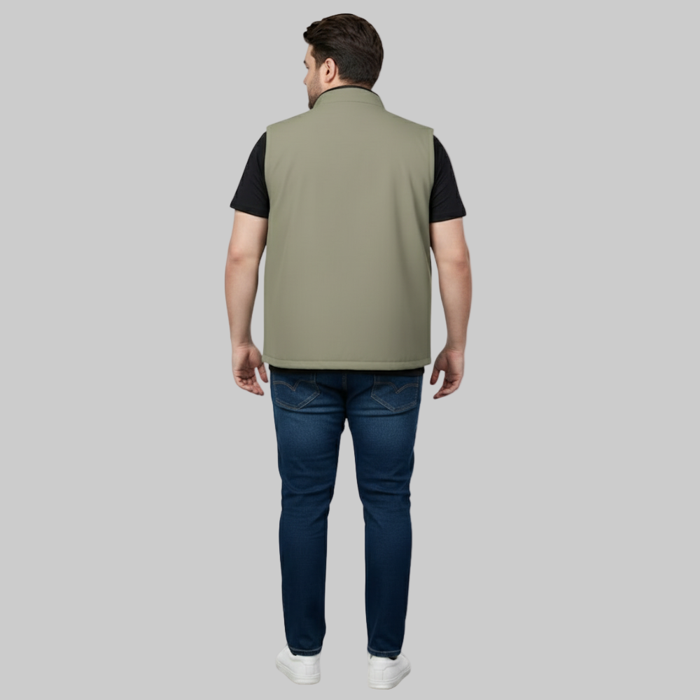Olive Plus-Size Sleeveless Puffer Jacket PSM-10004
