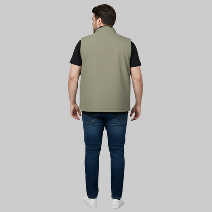 Olive Plus-Size Sleeveless Puffer Jacket PSM-10004