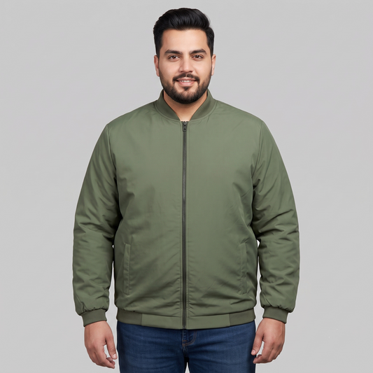 Olive Plus Size Bomber Jacket PSM-10531