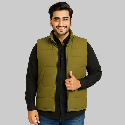 Olive Ridge Plus Size Sleeveless Puffer Jacket PSM-8639
