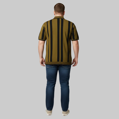 Olive Vertical Stripe Polo T-Shirt PSM-10639