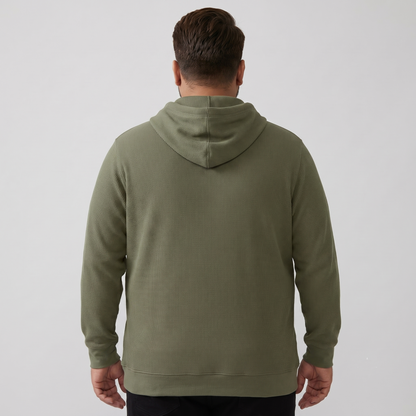 Olive Waffle-Knit Big & Tall Thermal Hoodie PSM-4138