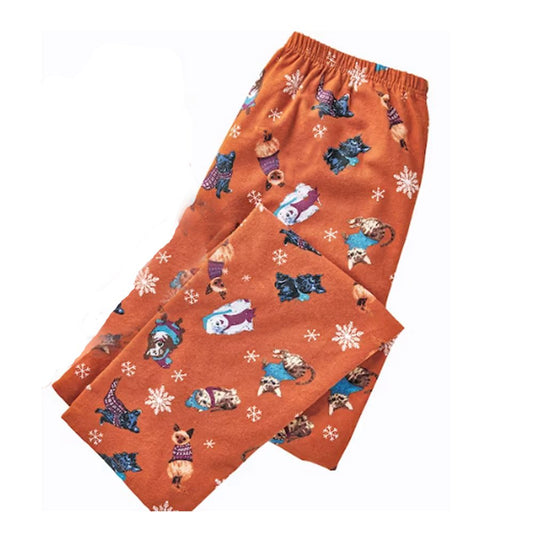 Orange Graphic Cotton Flannel Pajama PSW-7761