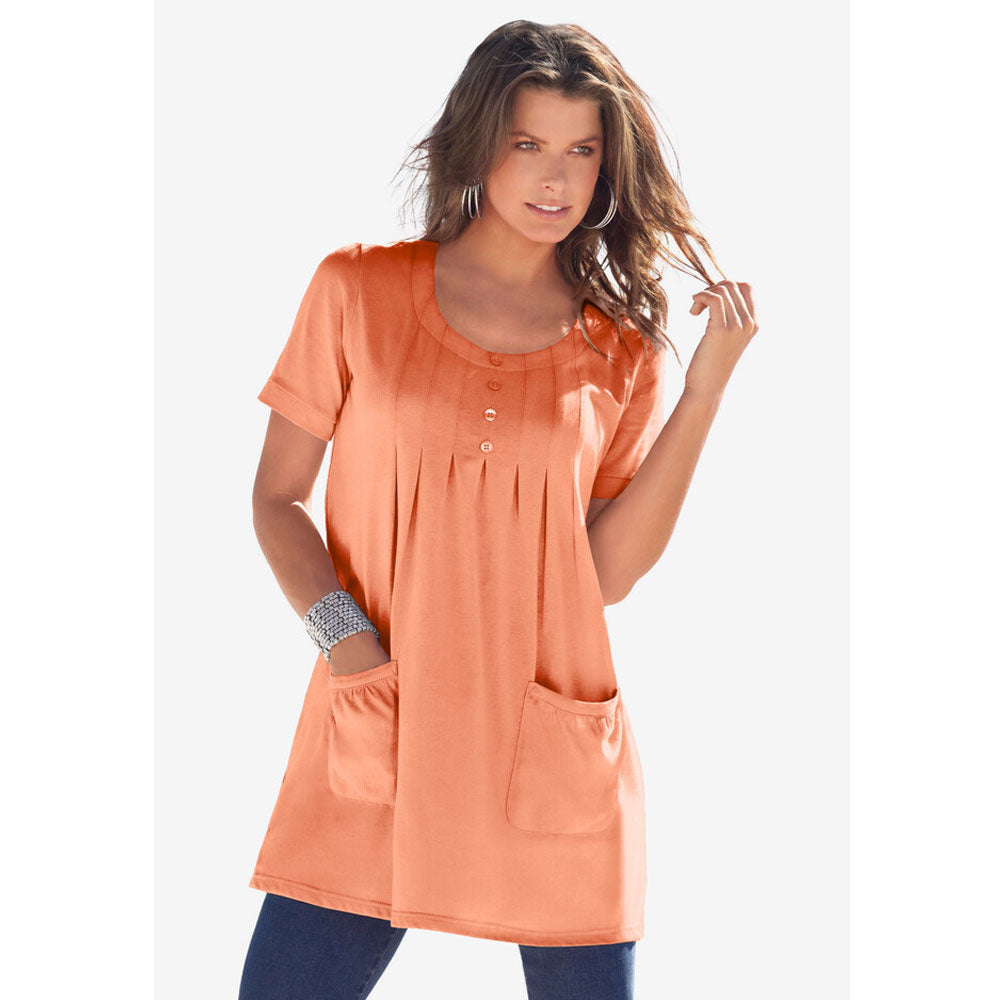 Orange Melon Two Pocket Soft Knit Tunic PSW-8115