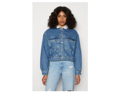 Oversized Sherpa Denim Jacket PSW-6382