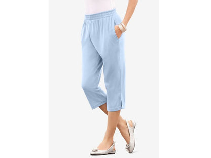 Pale Blue Soft Knit Capri Pant PSW-6687