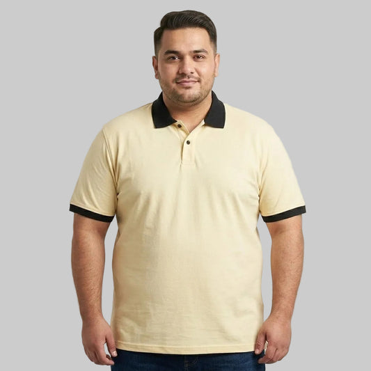 Pale Yellow Contrast B Grade Polo Shirt with Black Trim in Jersey Cotton