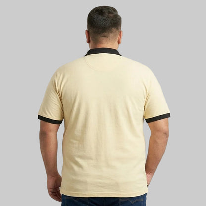 Pale Yellow Contrast B Grade Polo Shirt with Black Trim in Jersey Cotton