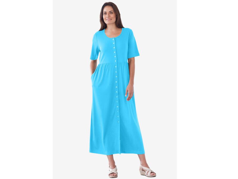 Paradise Blue Button Front Essential Dress PSW-7352