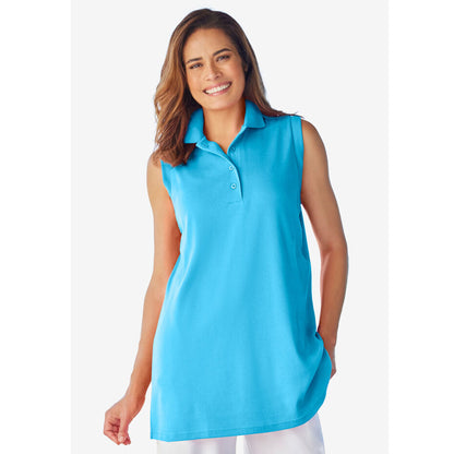 Paradise Blue Sleeveless Polo Tunic PSW-8189