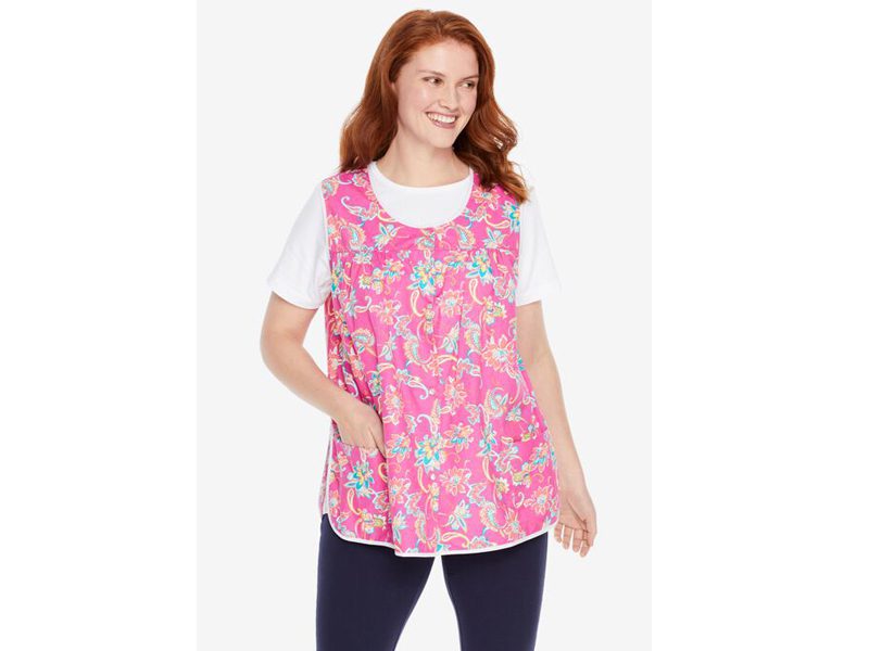 Paradise Pink Paisley Snap Front Apron PSW-6751