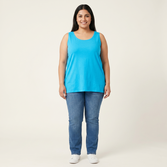 Paradise Blue Scoop Neck Tank PSW-5829