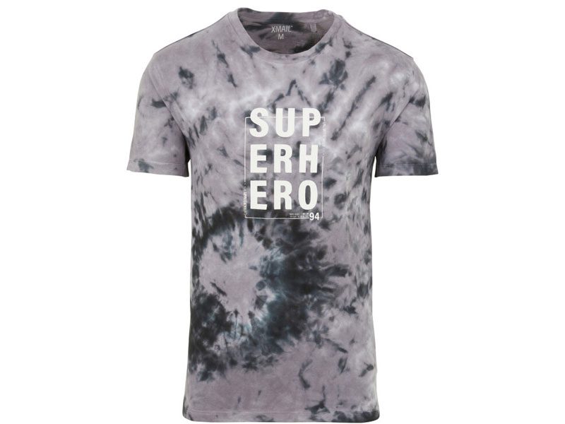 Patterned Black Tie Dye Short Sleeve T-Shirt PSM-7097