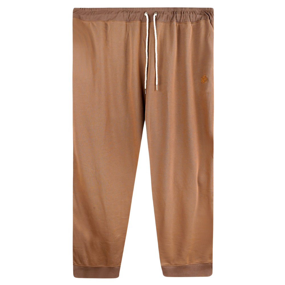 Peach Brown Plus-Size Terry Joggers PSM-8634