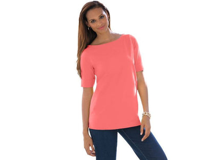 Peach Plus Size Women Cuffed T-Shirt PSW-4953