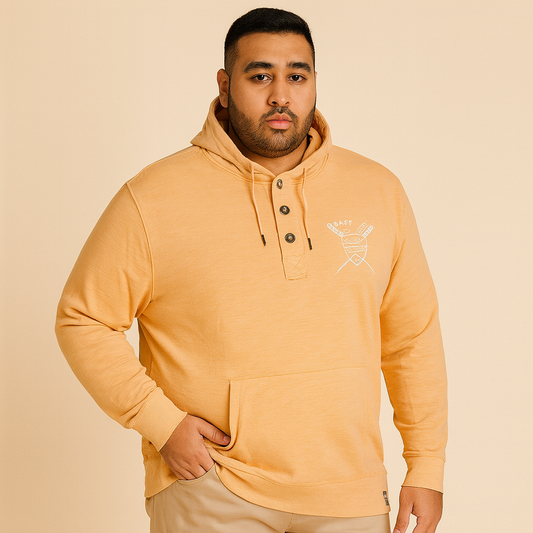 Peach Big Size Button Up PullOver Hoodie PSM-3080