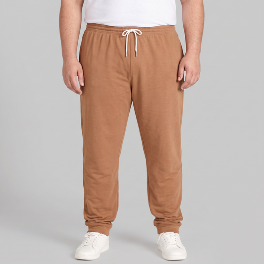 Peach Brown Plus-Size Terry Joggers PSM-8634