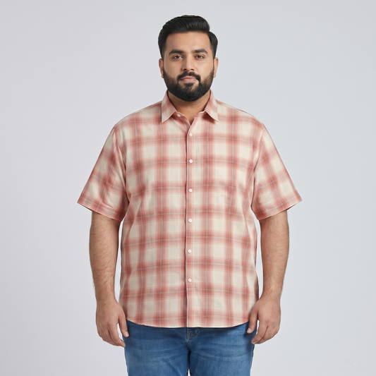 Peach & Cream Half Sleeve Casual Shirt PSM-11164