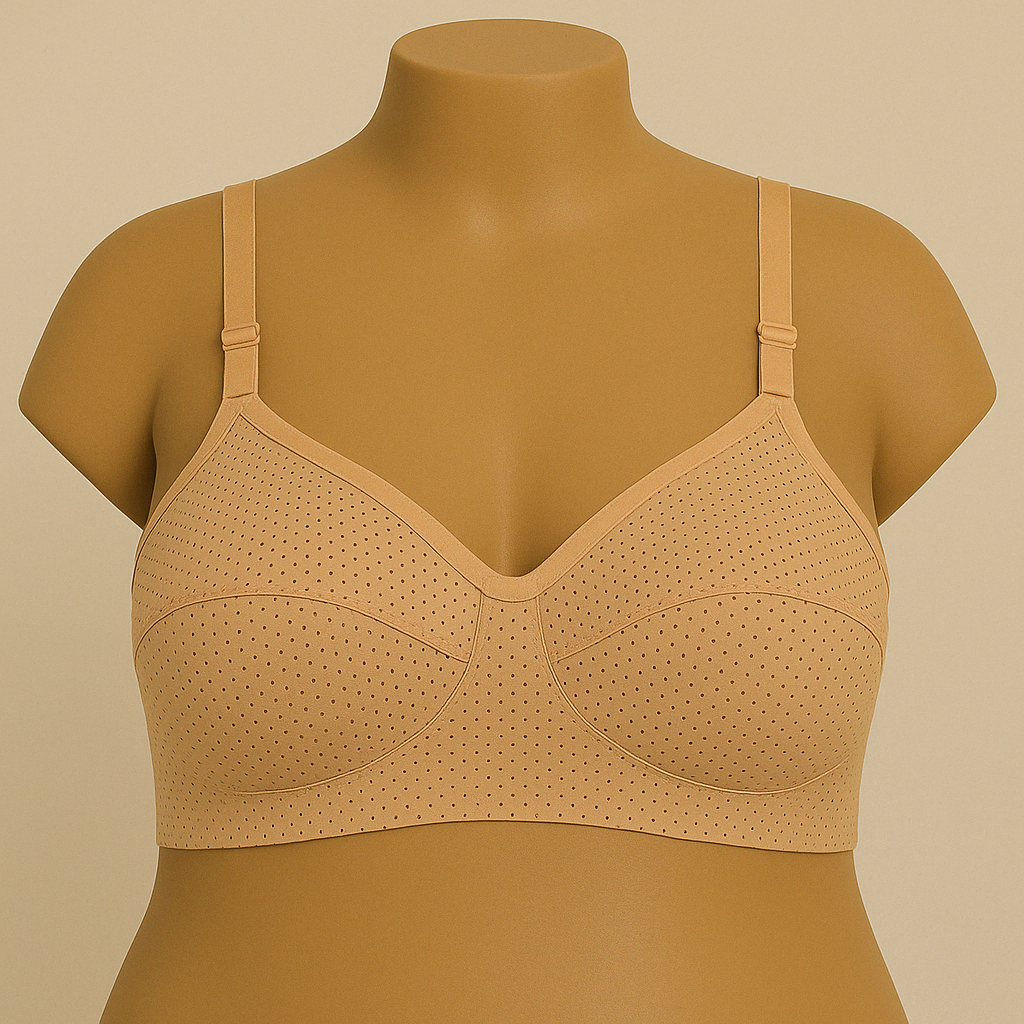 Perforated Full Coverage Plus Size Bra – Beige Color-PSW-9393