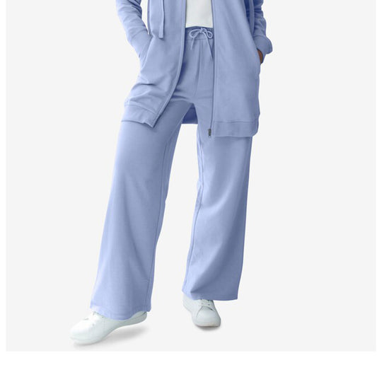 Periwinkle Mist Wide Leg French Terry Sweatpant PSW-8558